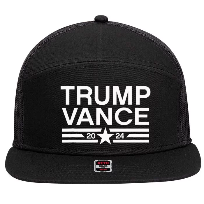 Trump Jd Vance 2024 Retro Stripe And Star 7 Panel Mesh Trucker Snapback Hat