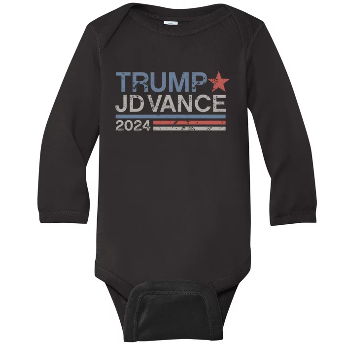 Trump Jd Vance 2024 Retro Stripe Trump Vance Baby Long Sleeve Bodysuit