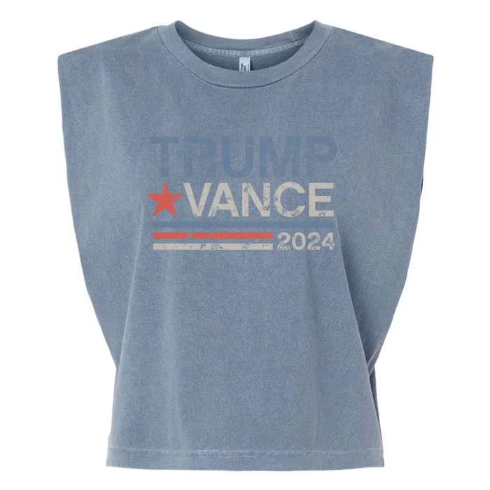 Trump J.D. Vance 2024 Trump Vance 2024 Retro Stripe Trump Jd Vance Garment-Dyed Women's Muscle Tee