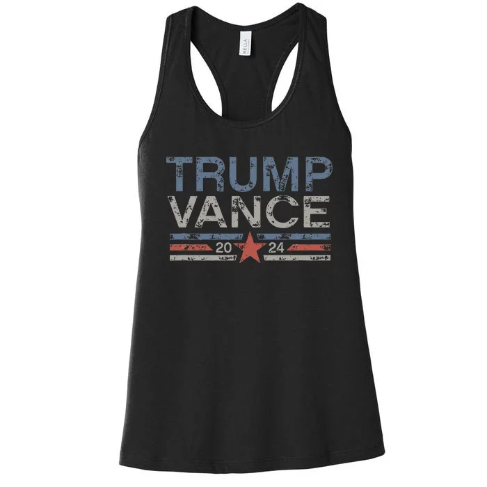 Trump Jd Vance 2024 Retro Stripe And Star Women's Racerback Tank