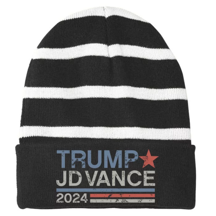 Trump J.D. Vance 2024 Trump Vance 2024 Retro Stripe Trump Jd Vance Striped Beanie with Solid Band