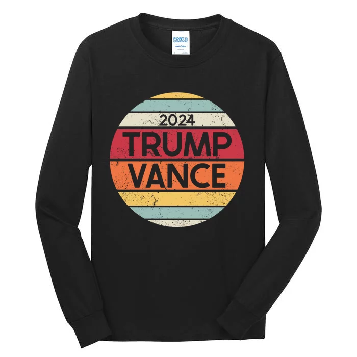 Trump J.D. Vance 2024 Trump Vance 2024 Retro Stripe Trump Jd Vance Tall Long Sleeve T-Shirt