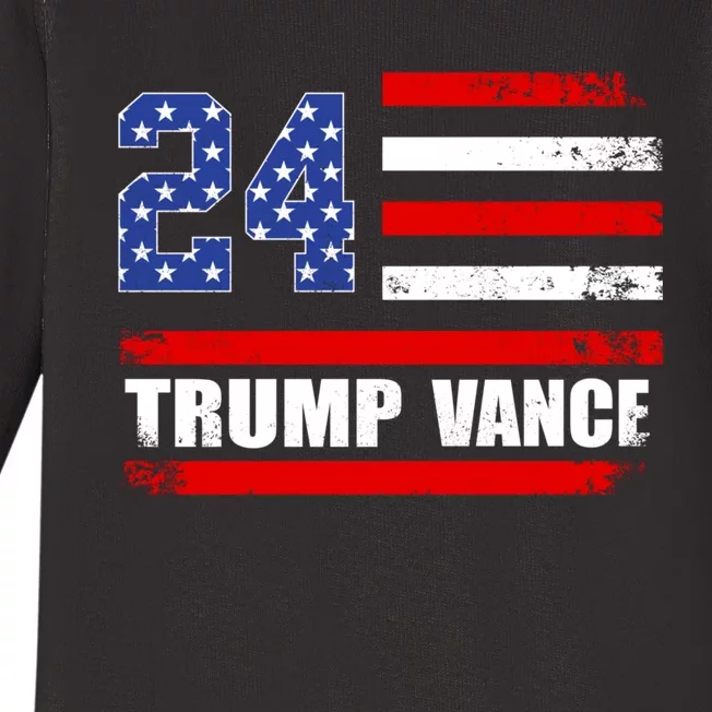 Trump J.D. Vance 2024 Trump Vance 2024 Retro Stripe Trump Jd Vance Baby Long Sleeve Bodysuit