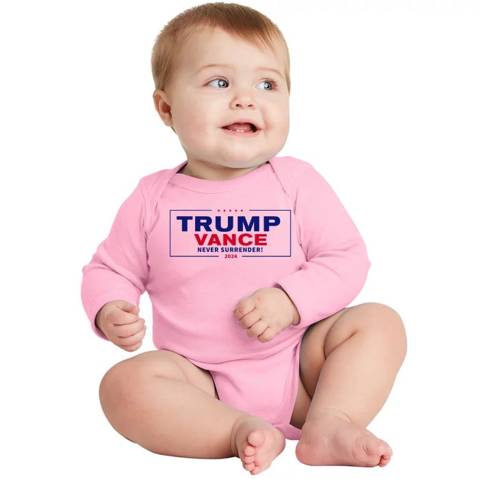 Trump J.D. Vance 2024 Trump Vance 2024 Retro Stripe Trump Jd Vance Baby Long Sleeve Bodysuit