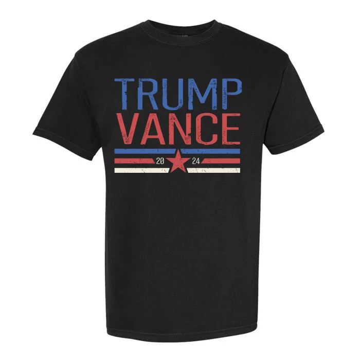 Trump Jd Vance 2024 Retro Stripe Star Election Garment-Dyed Heavyweight T-Shirt