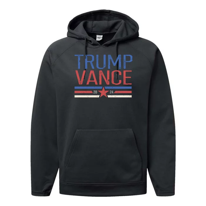 Trump Jd Vance 2024 Retro Stripe Star Election Performance Fleece Hoodie