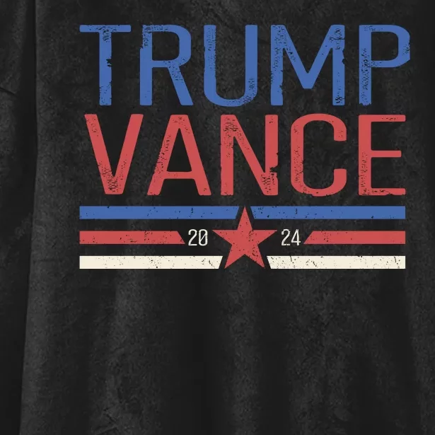 Trump Jd Vance 2024 Retro Stripe Star Election Hooded Wearable Blanket