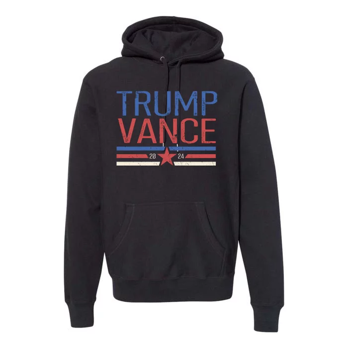 Trump Jd Vance 2024 Retro Stripe Star Election Premium Hoodie