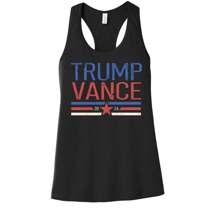 Trump Jd Vance 2024 Retro Stripe Star Election Women's Racerback Tank