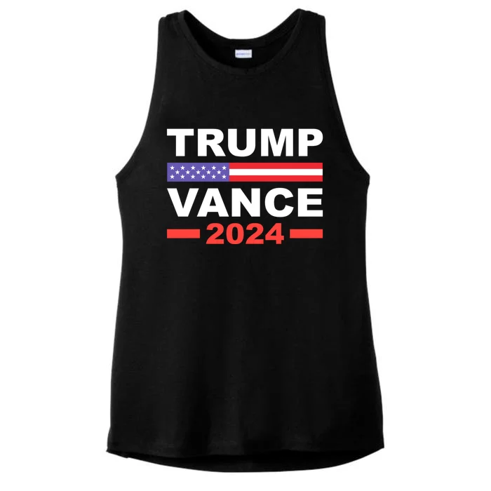 Trump J.D. Vance 2024 Trump Vance 2024 Retro Stripe Trump Jd Vance Ladies Tri-Blend Wicking Tank