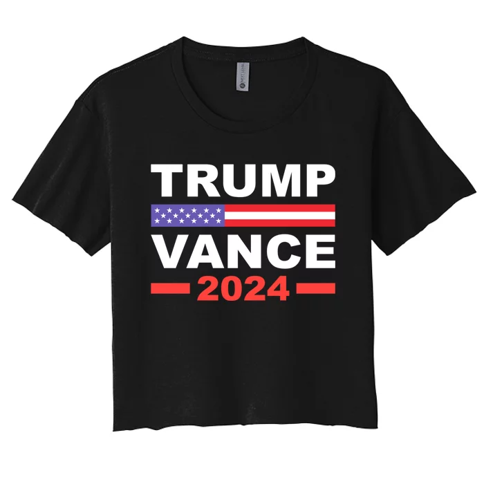 Trump J.D. Vance 2024 Trump Vance 2024 Retro Stripe Trump Jd Vance Women's Crop Top Tee