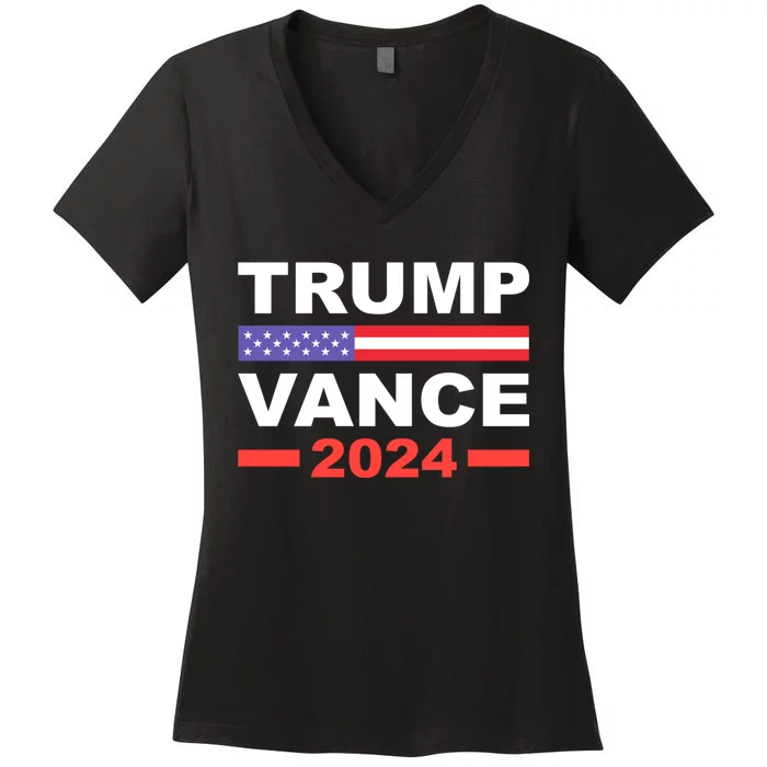 Trump J.D. Vance 2024 Trump Vance 2024 Retro Stripe Trump Jd Vance Women's V-Neck T-Shirt