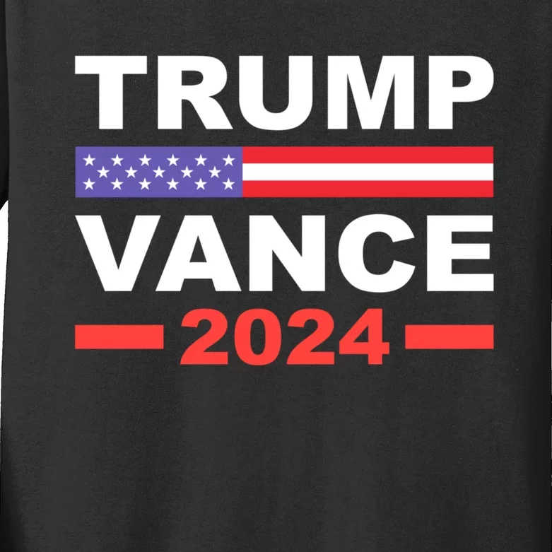 Trump J.D. Vance 2024 Trump Vance 2024 Retro Stripe Trump Jd Vance Kids Long Sleeve Shirt