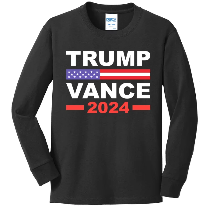 Trump J.D. Vance 2024 Trump Vance 2024 Retro Stripe Trump Jd Vance Kids Long Sleeve Shirt