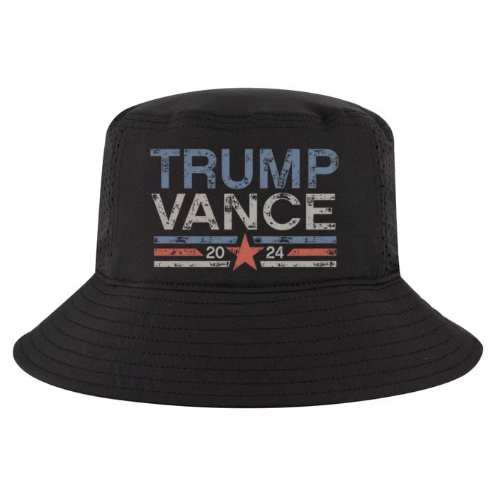 Trump Jd Vance 2024 Retro Stripe And Star Cool Comfort Performance Bucket Hat