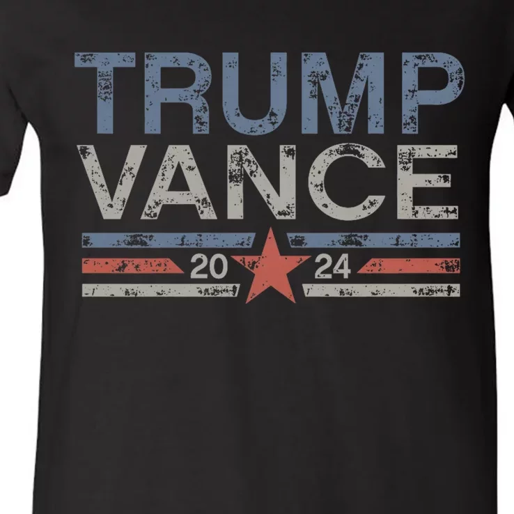 Trump Jd Vance 2024 Retro Stripe And Star V-Neck T-Shirt