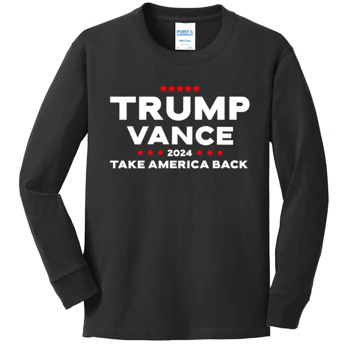 Trump J.D. Vance 2024 Trump Vance 2024 Retro Stripe Trump Jd Vance Kids Long Sleeve Shirt