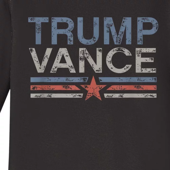 Trump Jd Vance 2024 Retro Stripe Trump Vance 2024 Baby Long Sleeve Bodysuit