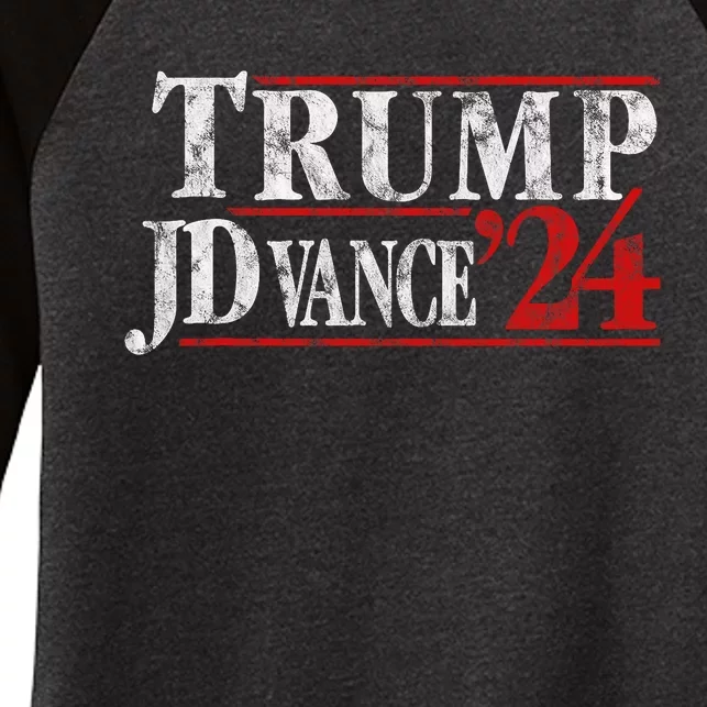 Trump Jd Vance 2024 Bold Retro Stripe Star Trump Vance 2024 Women's Tri-Blend 3/4-Sleeve Raglan Shirt