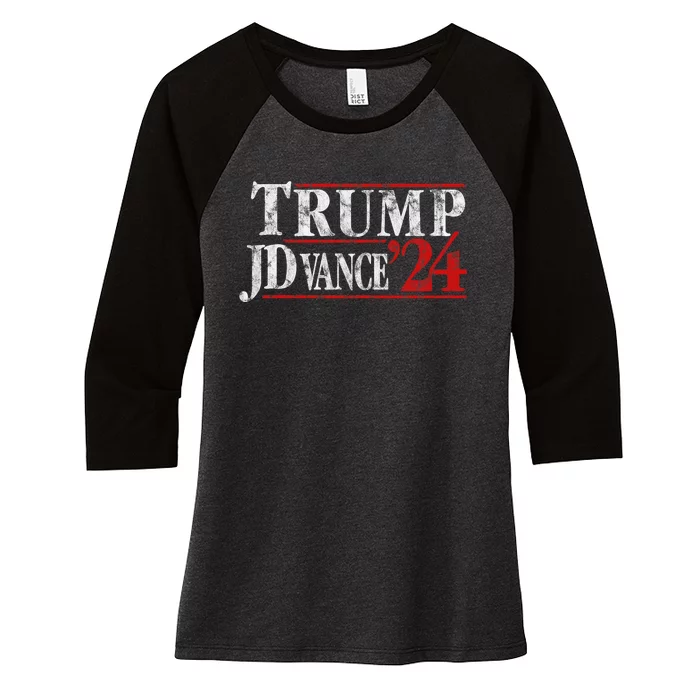 Trump Jd Vance 2024 Bold Retro Stripe Star Trump Vance 2024 Women's Tri-Blend 3/4-Sleeve Raglan Shirt