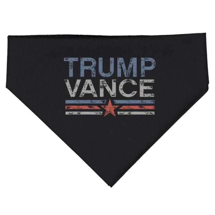 Trump Jd Vance 2024 Bold Retro Stripe Star Trump Vance 2024 USA-Made Doggie Bandana