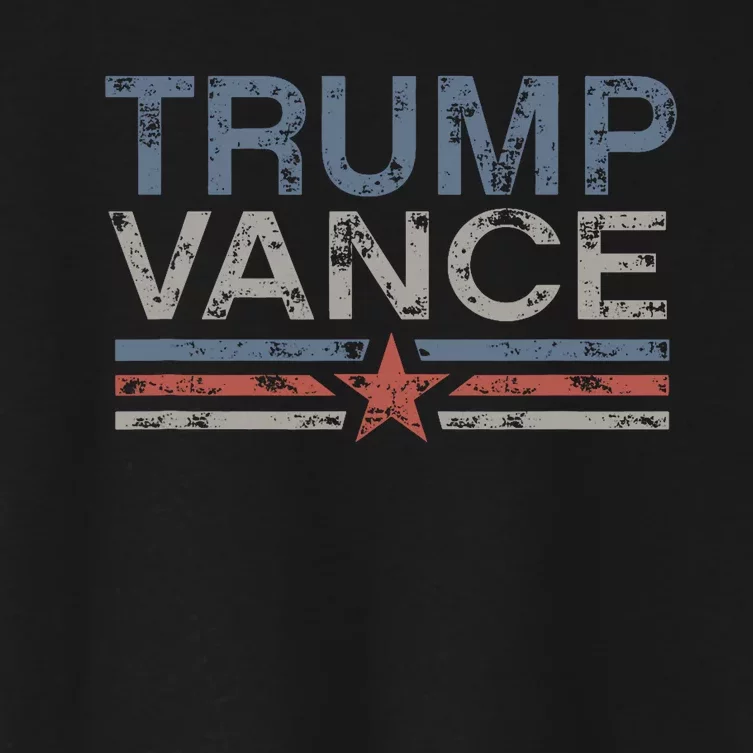 Trump Jd Vance 2024 Bold Retro Stripe Star Trump Vance 2024 Women's Crop Top Tee