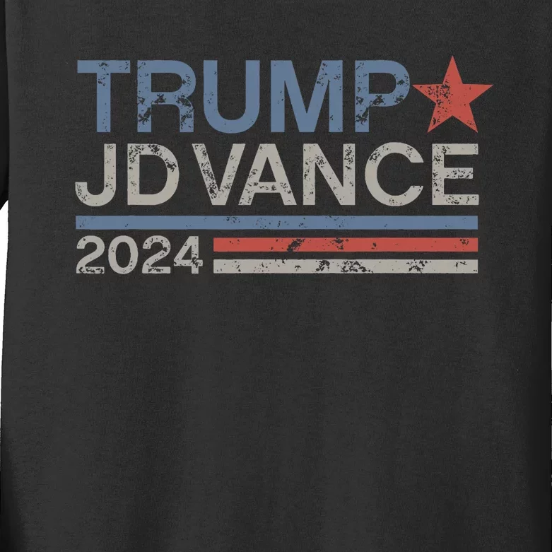 Trump Jd Vance 2024 Bold Retro Stripe Star Trump Vance 2024 Kids Long Sleeve Shirt