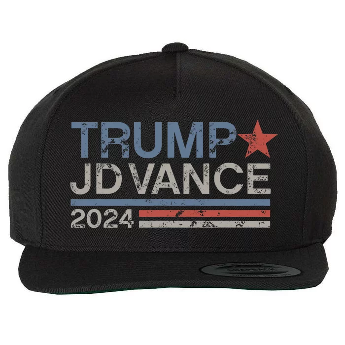 Trump Jd Vance 2024 Bold Retro Stripe Star Trump Vance 2024 Wool Snapback Cap