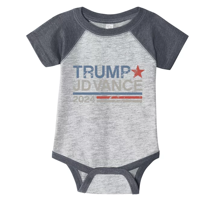 Trump Jd Vance 2024 Bold Retro Stripe Star Trump Vance 2024 Infant Baby Jersey Bodysuit