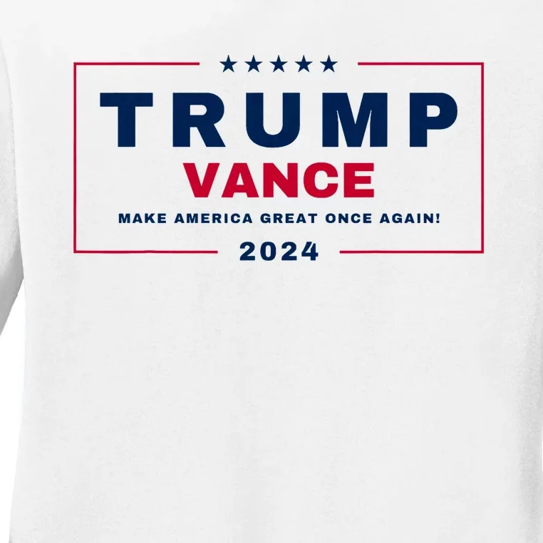 Trump Jd Vance 2024 Bold Retro Stripe Star Trump Vance 2024 Ladies Long Sleeve Shirt