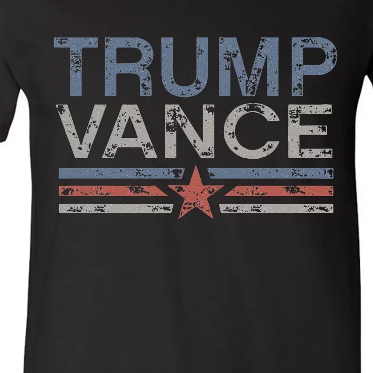 Trump Jd Vance 2024 Retro Stripe Trump Vance 2024 V-Neck T-Shirt