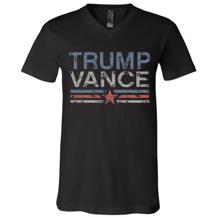 Trump Jd Vance 2024 Retro Stripe Trump Vance 2024 V-Neck T-Shirt