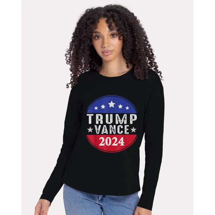 Trump Jd Vance 2024 Retro Us American Flag Trump Vance 2024 Womens Cotton Relaxed Long Sleeve T-Shirt