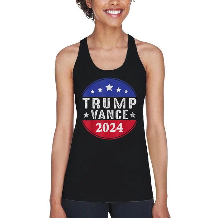 Trump Jd Vance 2024 Retro Us American Flag Trump Vance 2024 Women's Racerback Tank