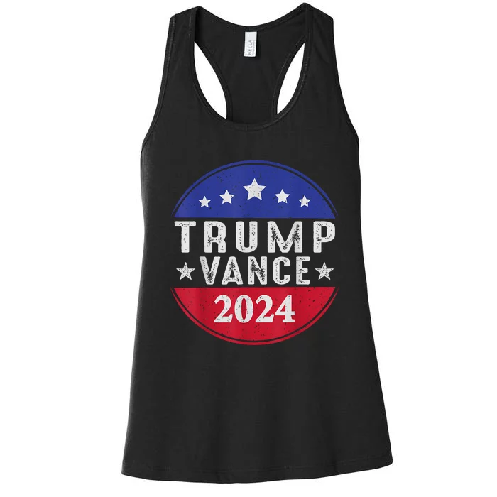 Trump Jd Vance 2024 Retro Us American Flag Trump Vance 2024 Women's Racerback Tank