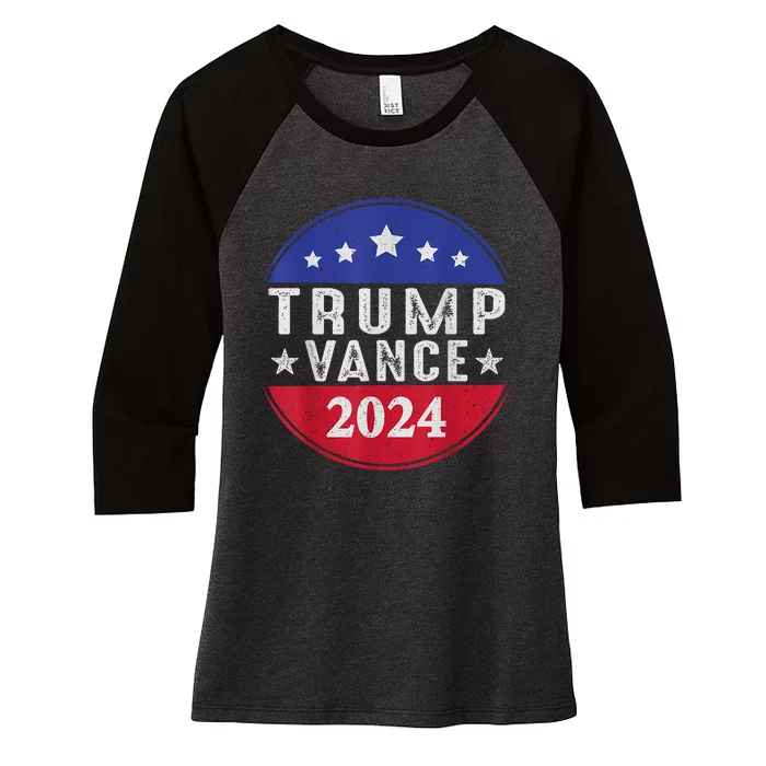 Trump Jd Vance 2024 Retro Us American Flag Trump Vance 2024 Women's Tri-Blend 3/4-Sleeve Raglan Shirt