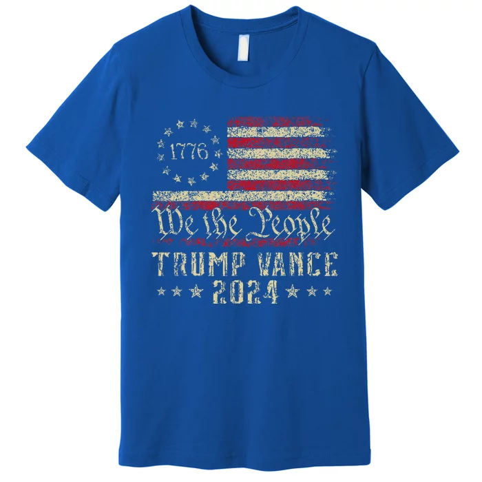 Trump Jd Vance 1776 Retro Us American Flag Premium T-Shirt