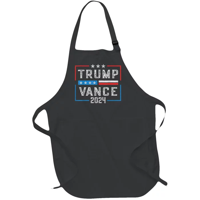 Trump Jd Vance 2024 Retro Stripe And Star Trump Vance 2024 Full-Length Apron With Pocket