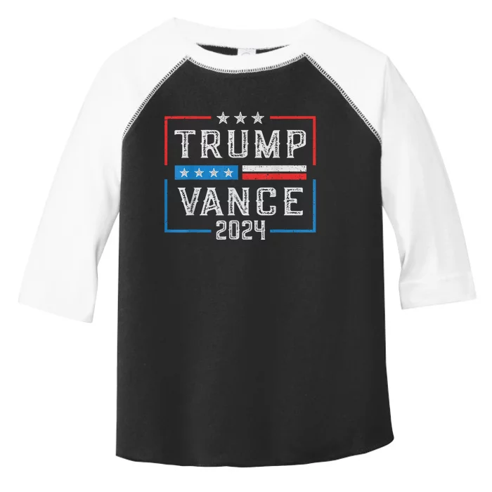 Trump Jd Vance 2024 Retro Stripe And Star Trump Vance 2024 Toddler Fine Jersey T-Shirt