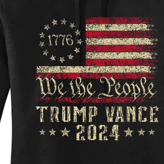 Trump Jd Vance 1776 Retro Us American Flag Trump Vance 2024 Women's Pullover Hoodie