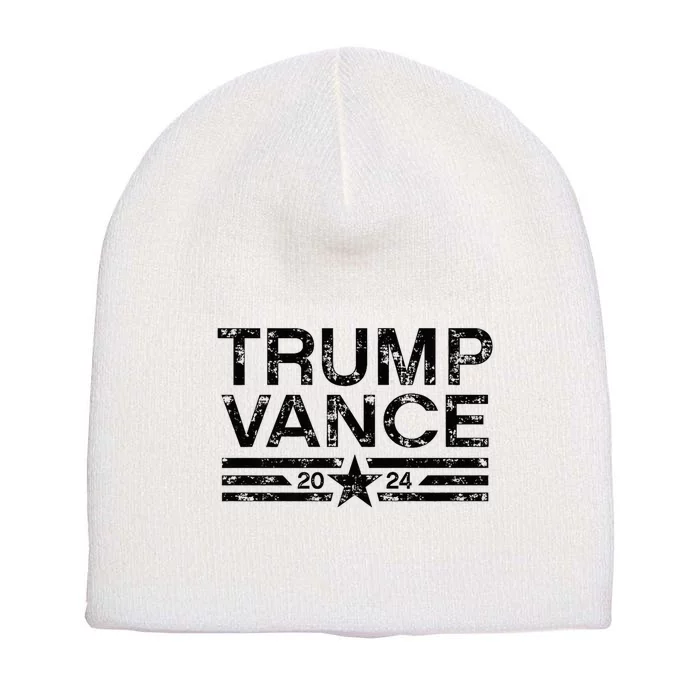 Trump J.D. Vance 2024 Retro Distressed Stripe Trump Vance Short Acrylic Beanie