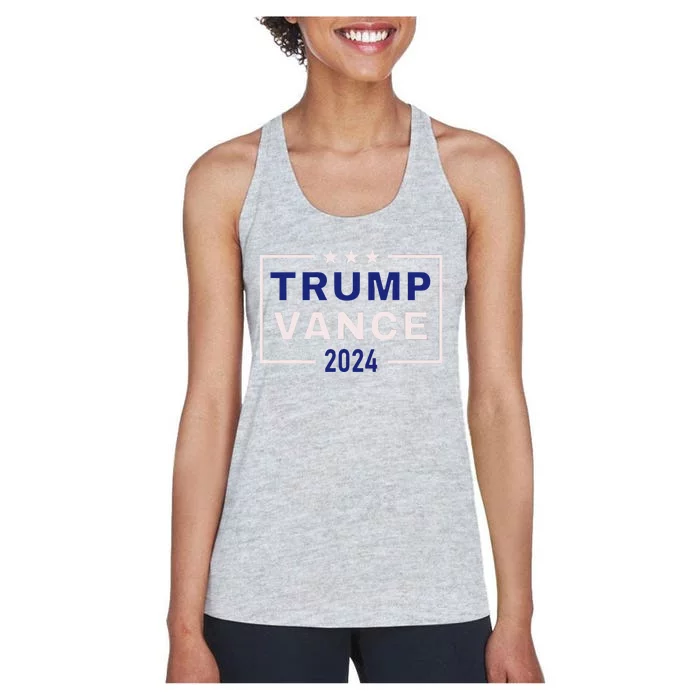 Trump Jd Vance 2024 Retro Stripe And Star Trump Vance 2024 Women's Racerback Tank