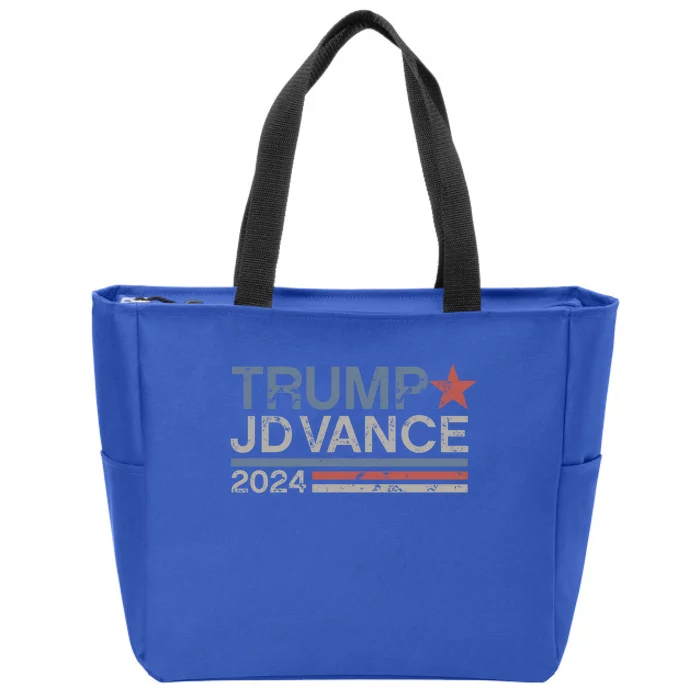 Trump Jd Vance 2024 Retro Stripe Trump Vance Meaningful Gift Zip Tote Bag