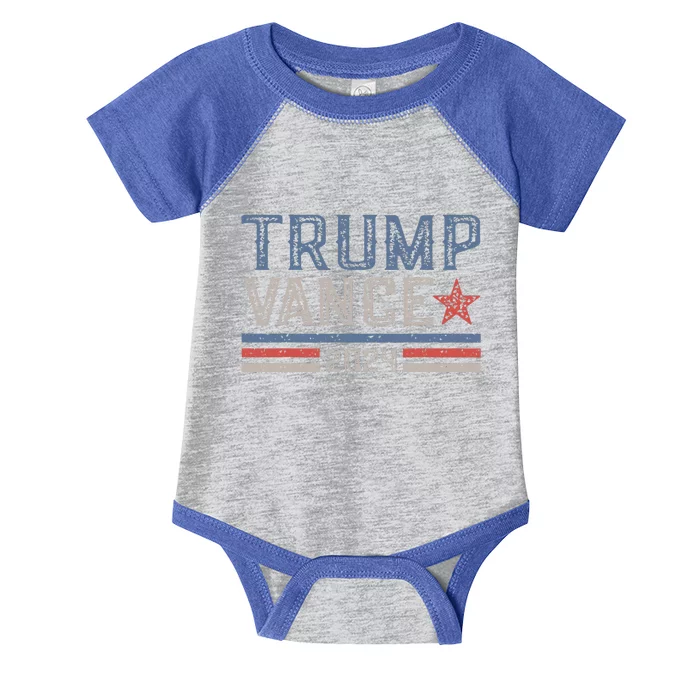 Trump Jd Vance 2024 Us Flag Stripe And Star Infant Baby Jersey Bodysuit