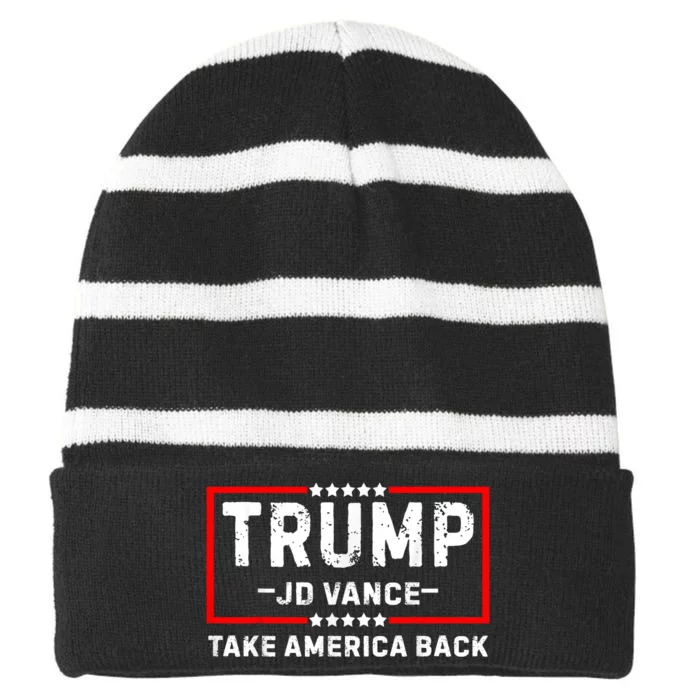 Trump Jd Vance 2024 For President Vp Republican Election 24 Striped Beanie with Solid Band