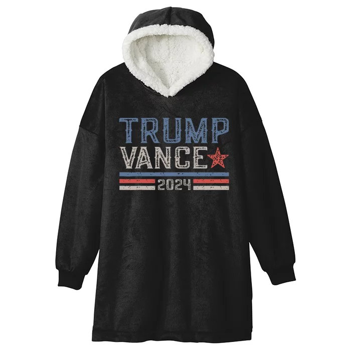 Trump Jd Vance 2024 Us Flag Stripe And Star Trump Vance 2024 Hooded Wearable Blanket