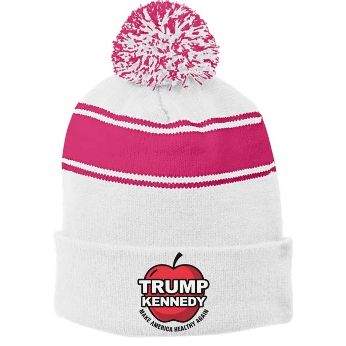 Trump Kennedy 2024 Make America Healthy Again Stripe Pom Pom Beanie