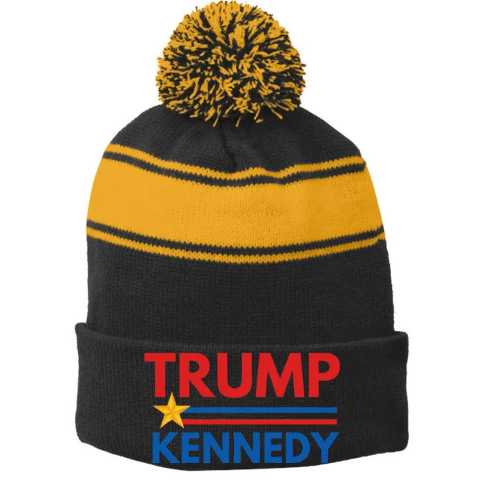 Trump Kennedy 2024 Election Year Stripe Pom Pom Beanie