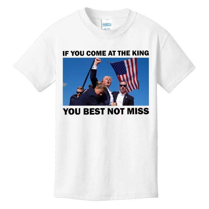 Trump King Best Not Miss Shot Shoot Assassination Attempt 2024 Kids T-Shirt