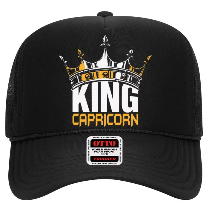 Th King Capricorn Birthday Zodiac Costume Funny Bday Gift High Crown Mesh Trucker Hat